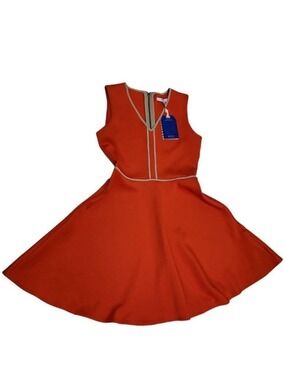 REED Sleeveless V-Neck Fit & Flare Dress Orange M